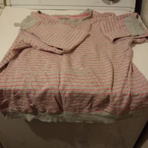 Pink and gray sweat shirt